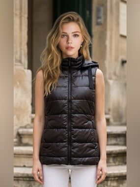 Weatherproof Women's Black Quilted Hooded Vest